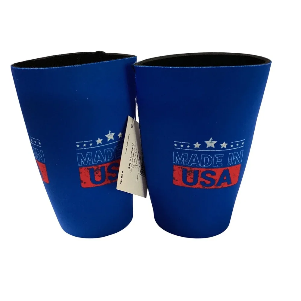 Kolder Made‎ in USA Blue Neoprene Drink Can Koozie Cooler Sleeves - 2 Pack